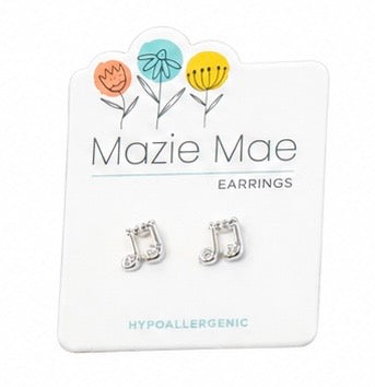 Silver Music Note Earrings