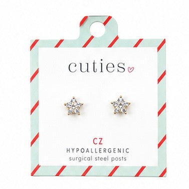 Sparkling CZ Stars In Gold Earrings