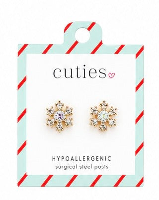 Crystal Snowflakes Gold Earrings