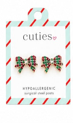 Plaid Bow Earrings