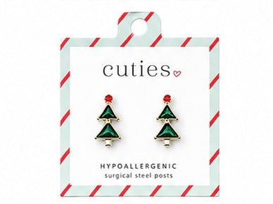 Green Crystal Tree Earrings