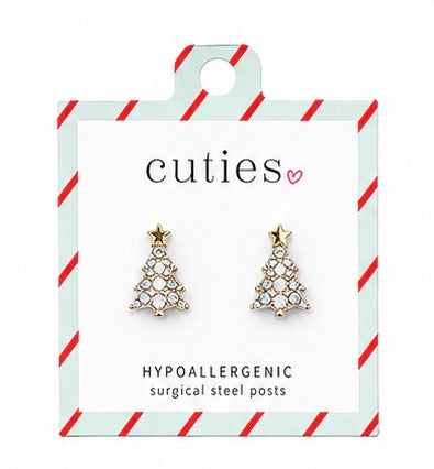 White Enamel Tree Earrings