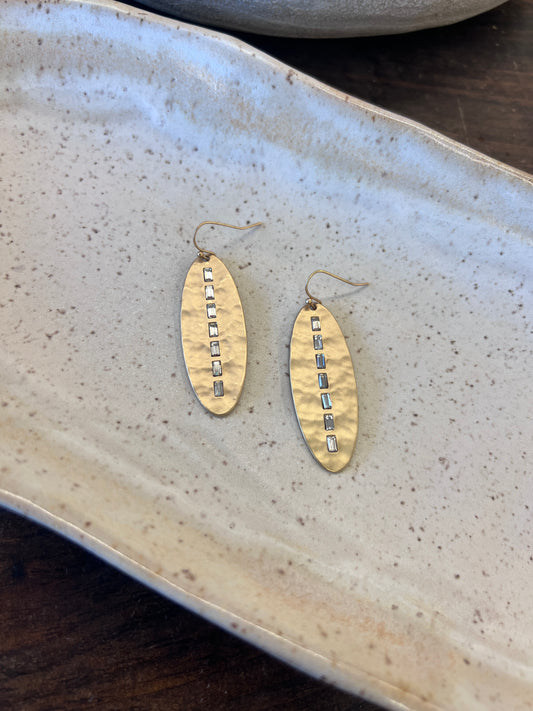Oblong Diamond Accented Earrings