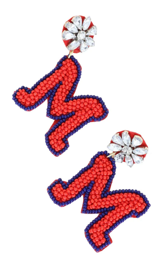 Ole Miss M Earrings