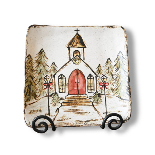 Church at Christmas Tray