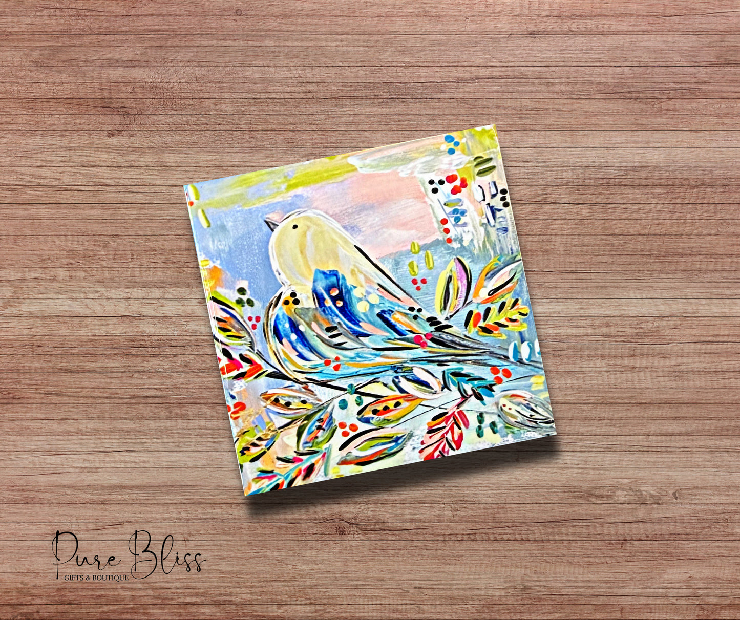 Yellow Floral Bird Coaster