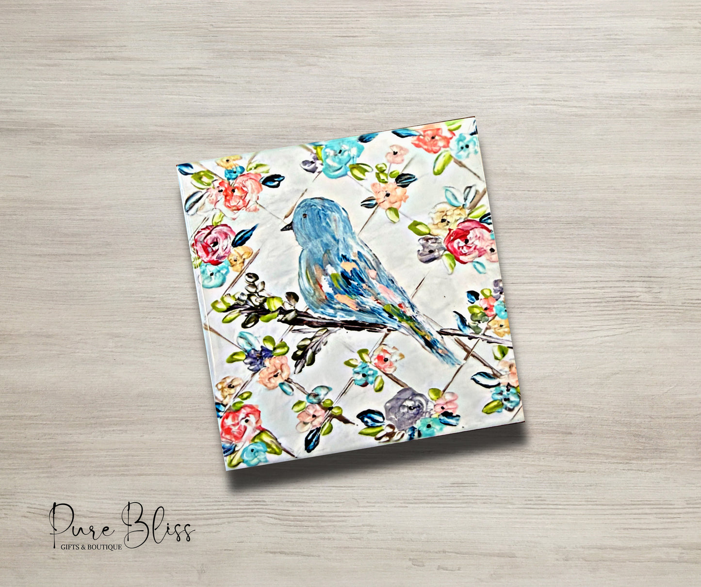 Blue Floral Bird Coaster