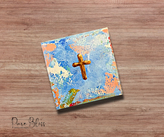 Splatter Paint Cross Coaster