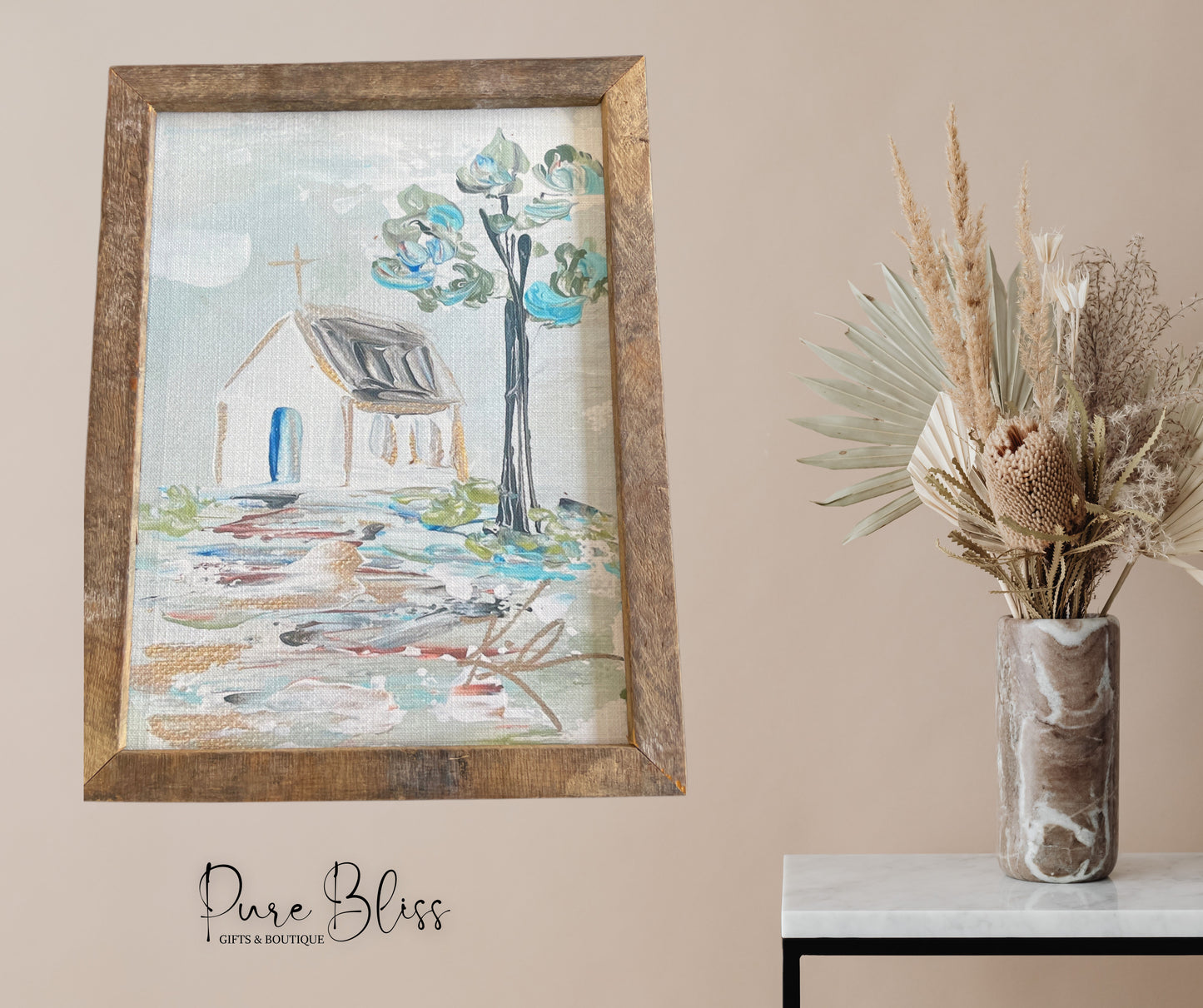 Pastel Church Painting 18x24