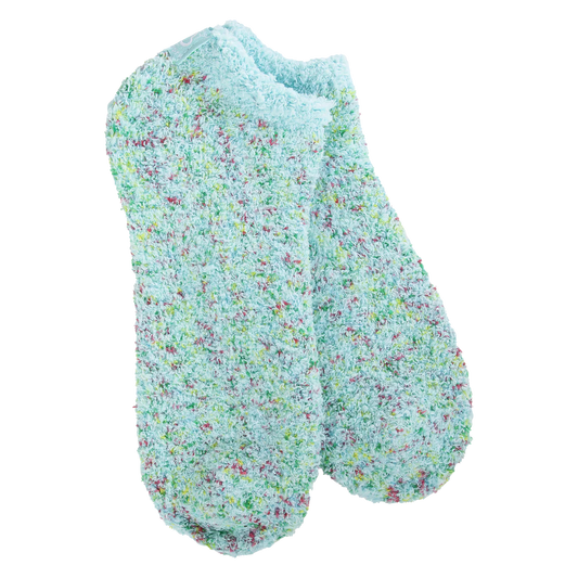 Cozy Low Worlds Softest Socks + Aqua Blue Confetti