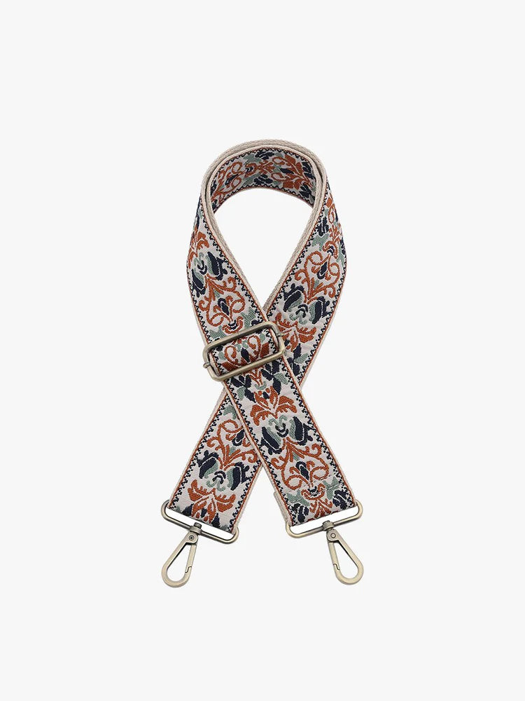 Boho Vine - Camel/Navy/Teal Guitar Strap