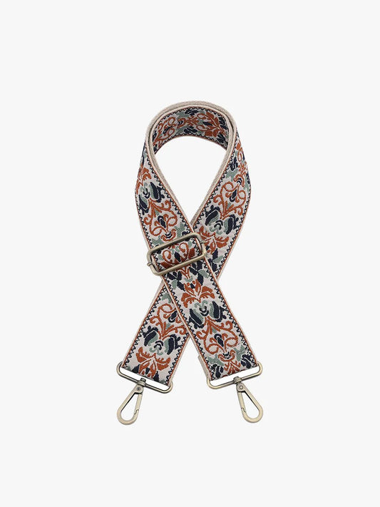 Boho Vine - Camel/Navy/Teal Guitar Strap