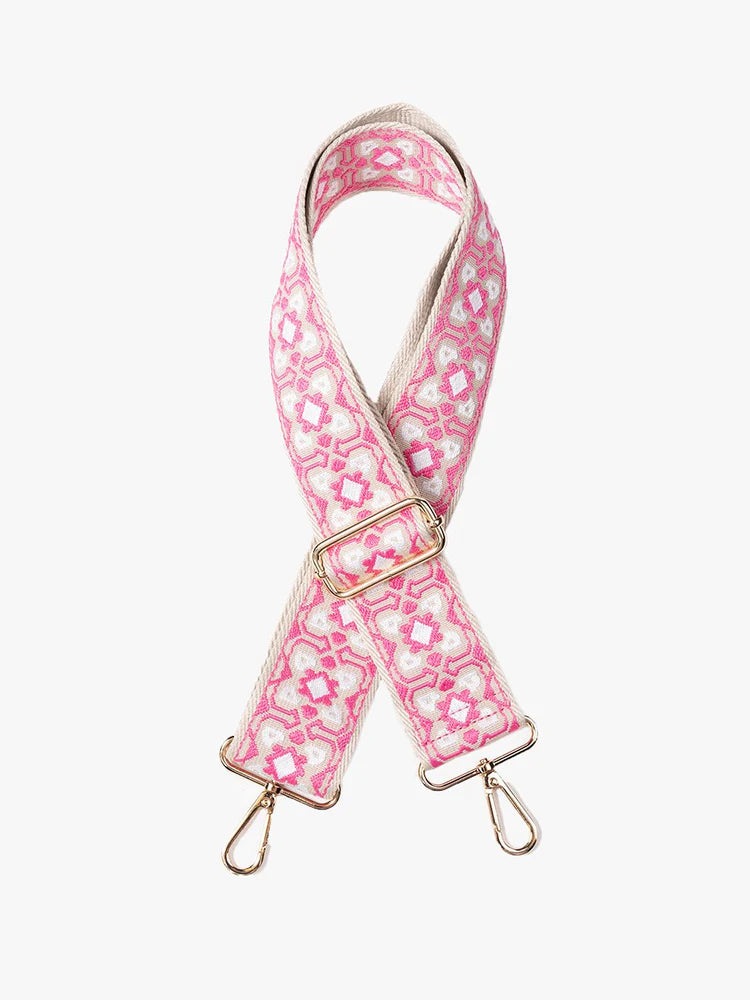 Clover - Pink/White Guitar Strap