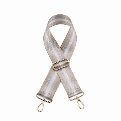 Striped - Taupe/Silver Guitar Strap