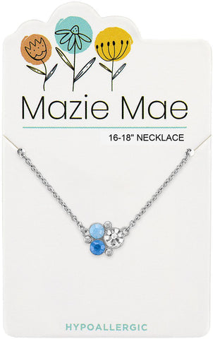 Silver Air Blue Opal Cluster Necklace