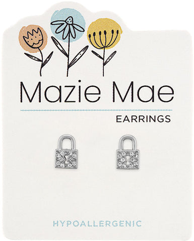 Silver Padlock Stud Earrings