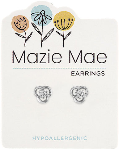 Silver Celtic Twist w/ CZ Stud Earrings