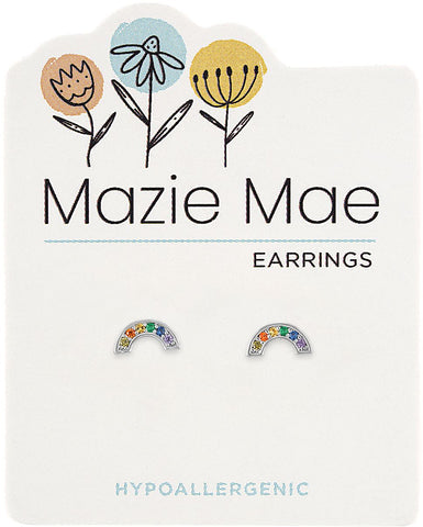 Silver Rainbow Stud Earrings