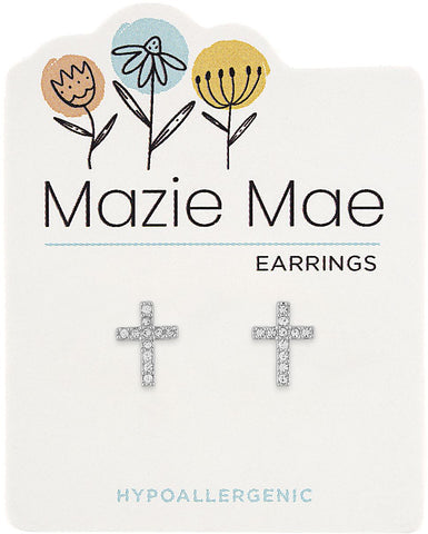 Silver Cross Stud Earrings