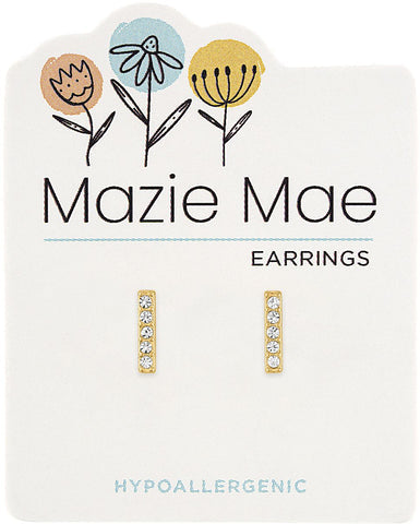 Gold Stone Bar Stud Earrings
