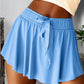 Sky Blue Drawstring High Waist Lined Skort