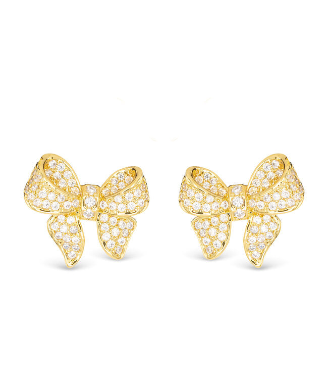 Gold CZ Bow Earrings
