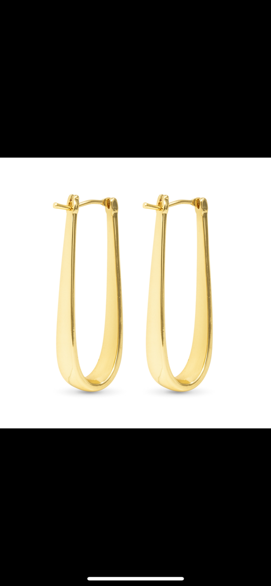 Gold Lilly Polished Elongated Hoop