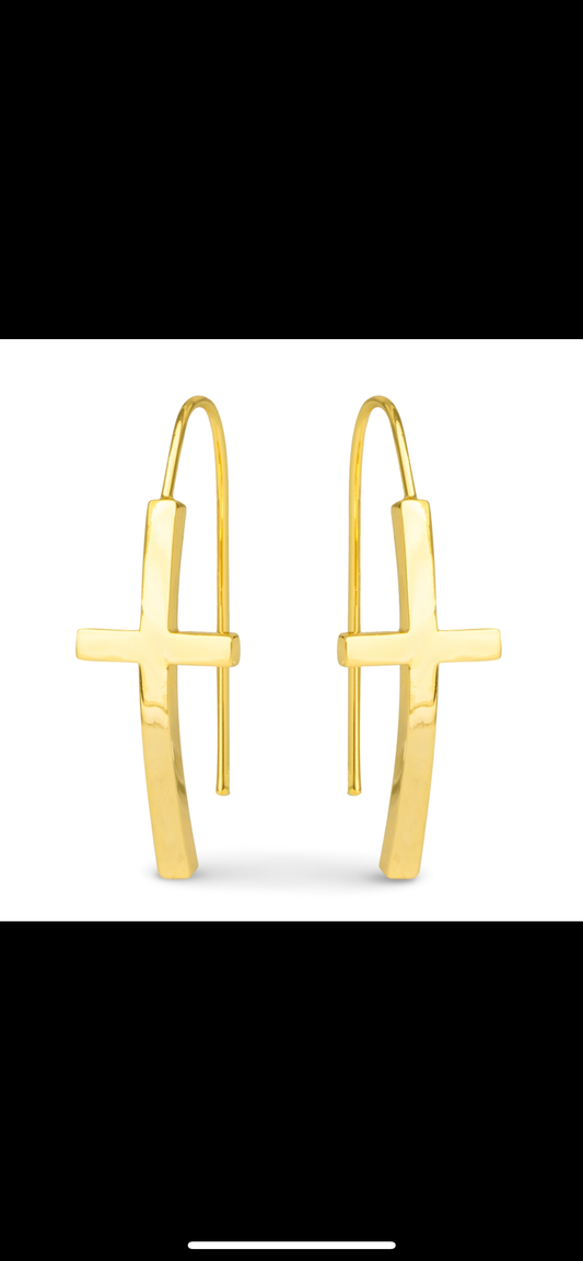 Gold Maria Polished Cross Drops