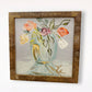 Golden Turquoise Floral Vase Painting