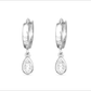 Silver CZ Teardrop Huggie
