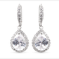 Silver Teardrop Earrings W/ Halo