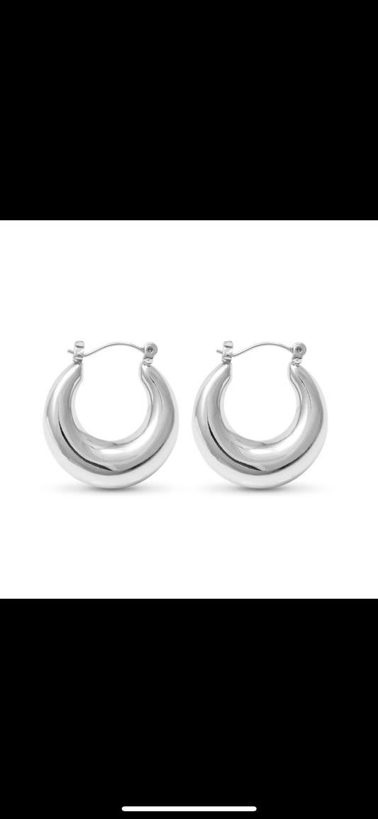 Silver Bella Polished Bold Hoop