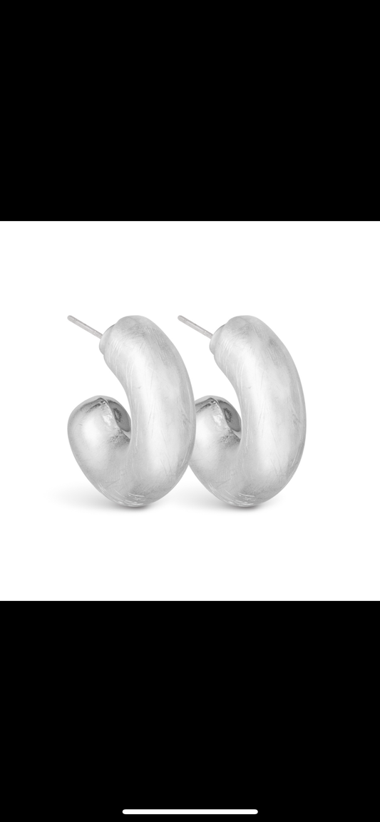 Silver CeCe Matte Puffy Hoop