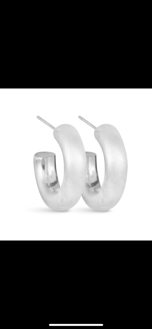 Silver Olivia Matte Huggie Hoop