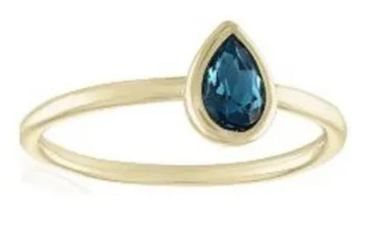 Blue Teardrop Gold Ring