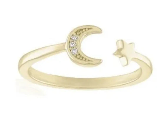 Gold Moon & Star Ring