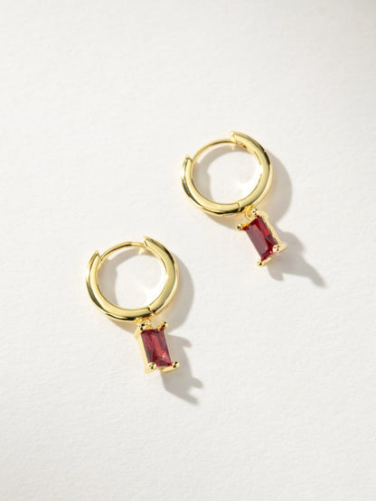 Skosh + Gold Baguette Birthstone Huggy Hoop Earring Collection