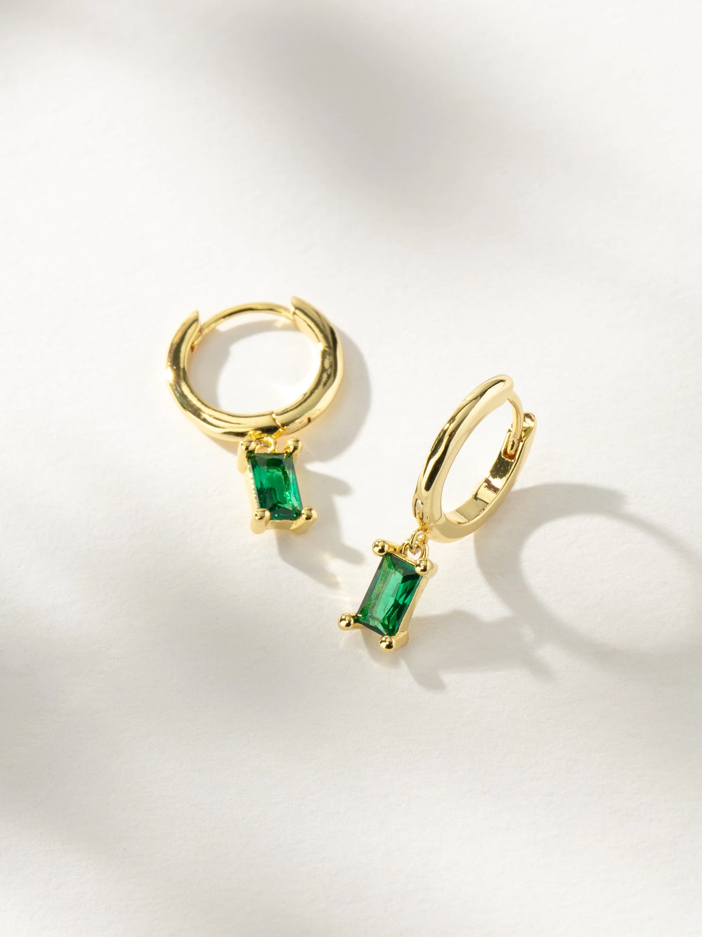 Skosh + Gold Baguette Birthstone Huggy Hoop Earring Collection