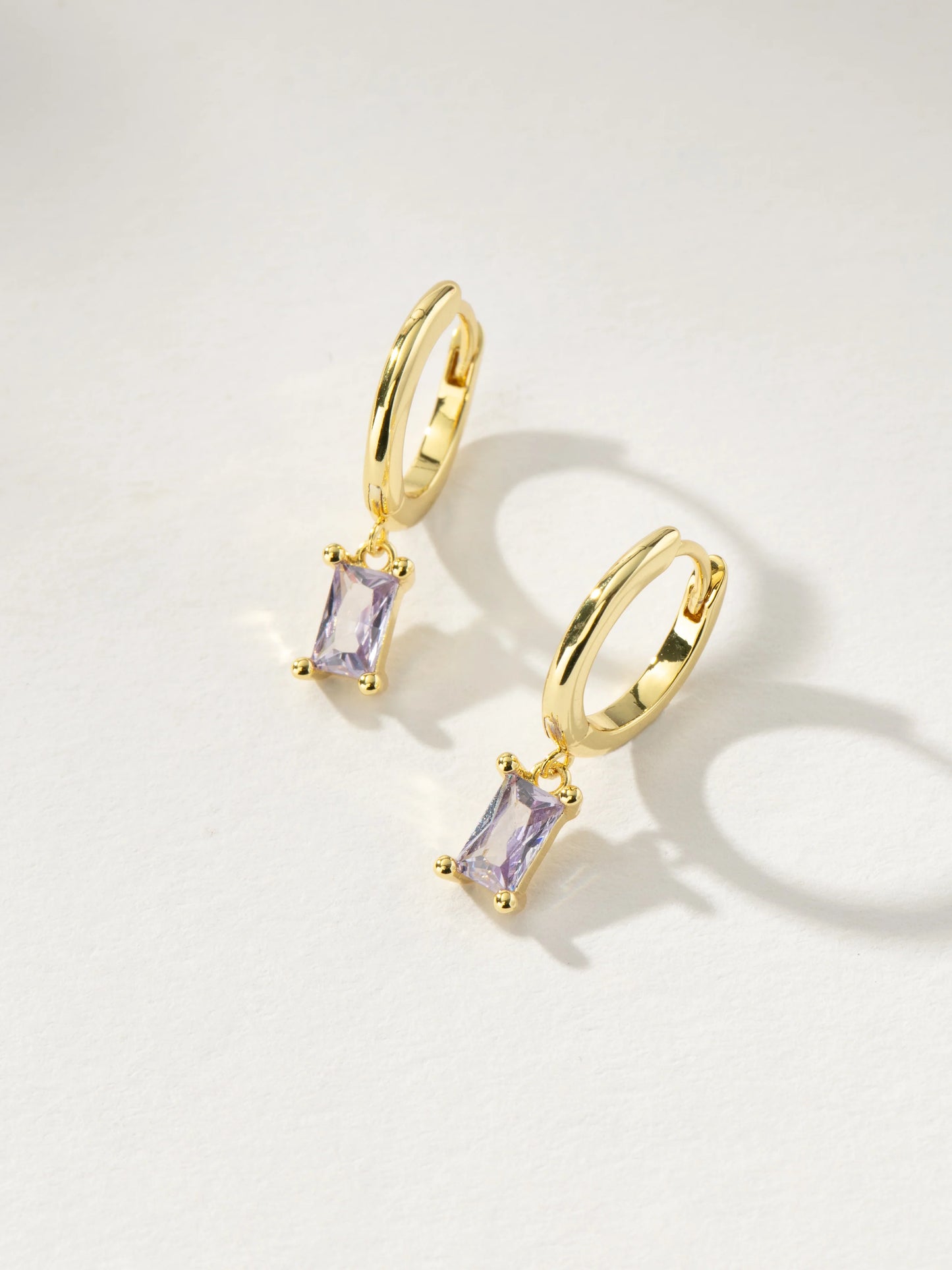 Skosh + Gold Baguette Birthstone Huggy Hoop Earring Collection