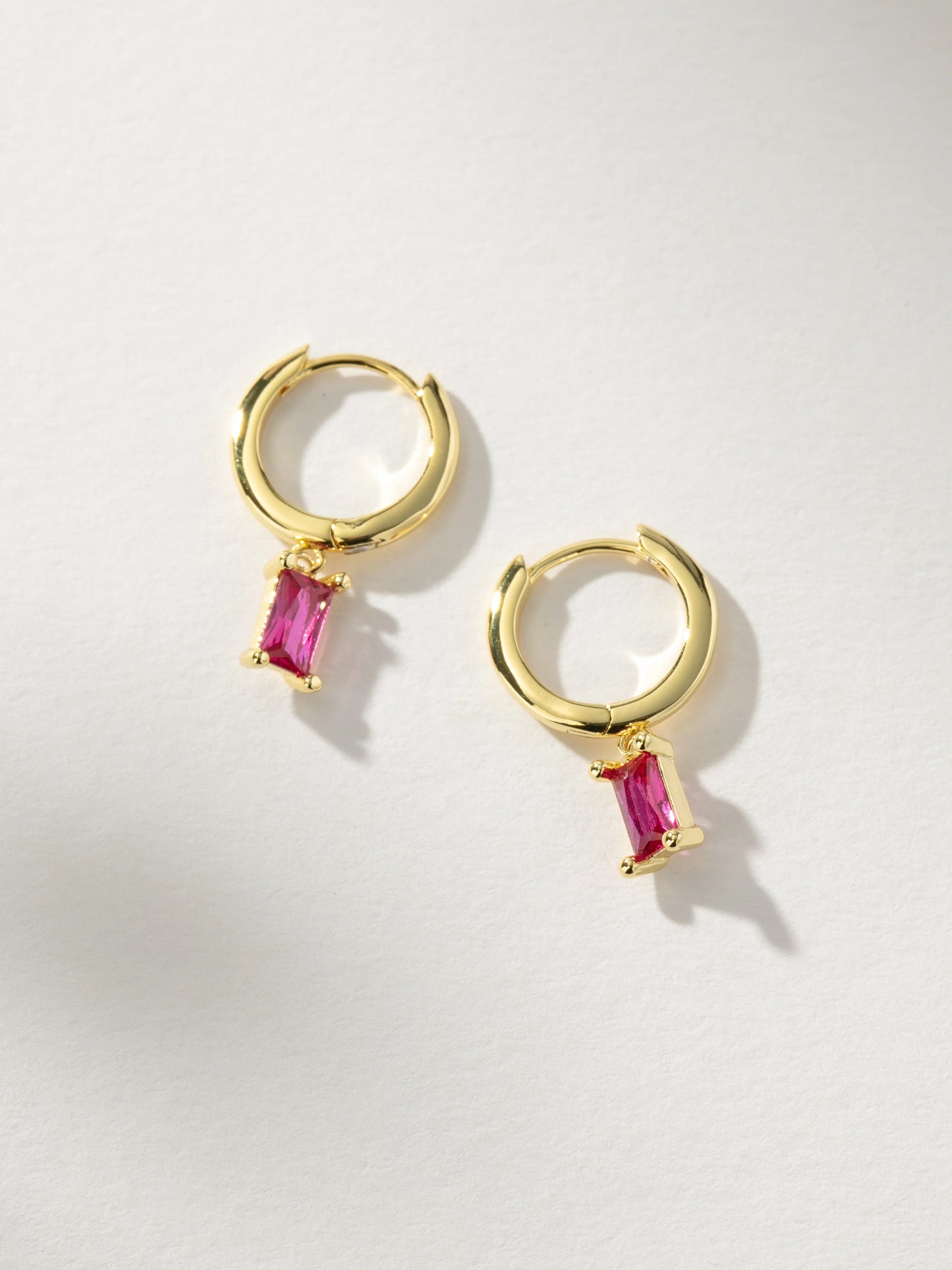 Skosh + Gold Baguette Birthstone Huggy Hoop Earring Collection