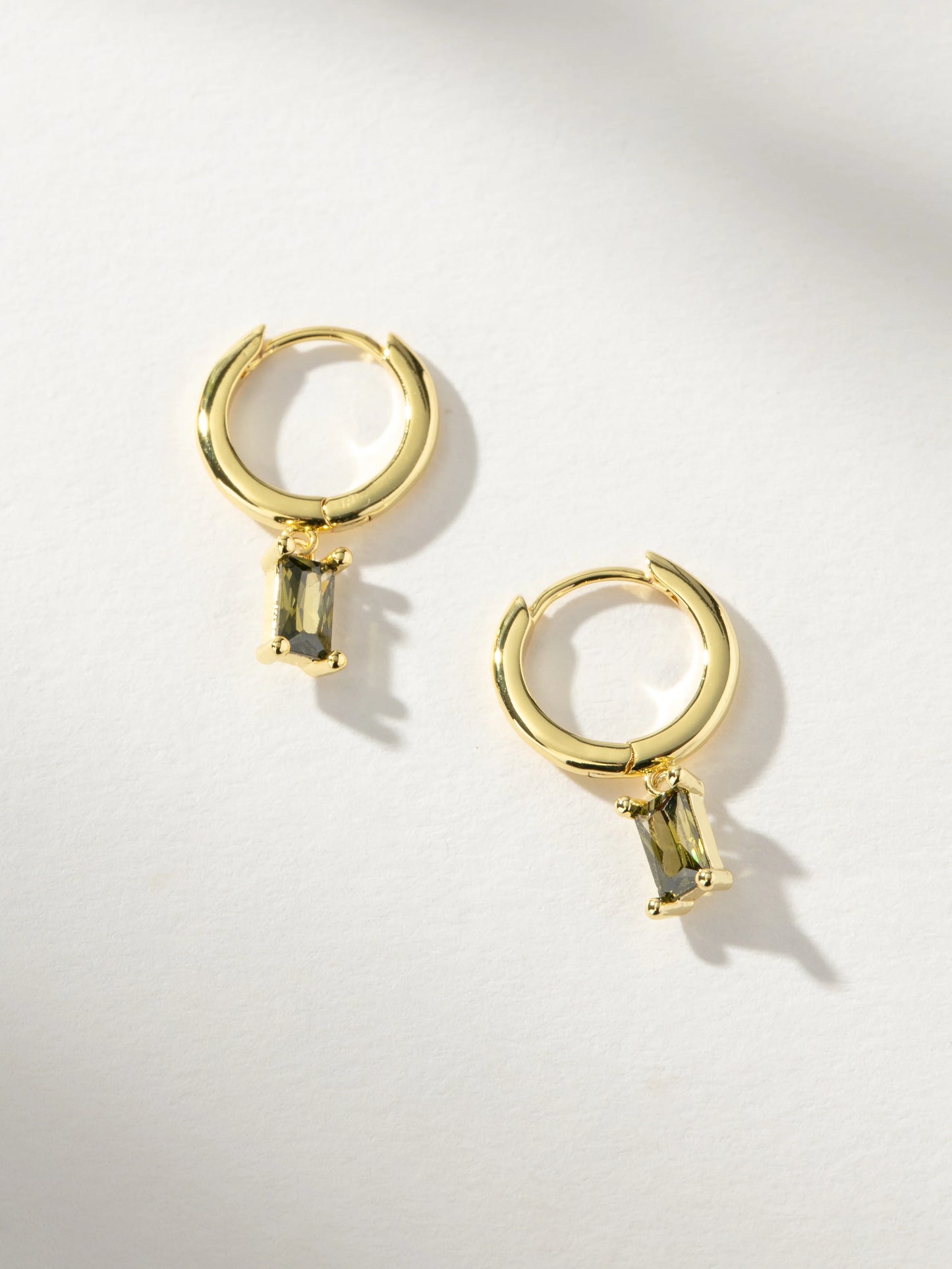 Skosh + Gold Baguette Birthstone Huggy Hoop Earring Collection
