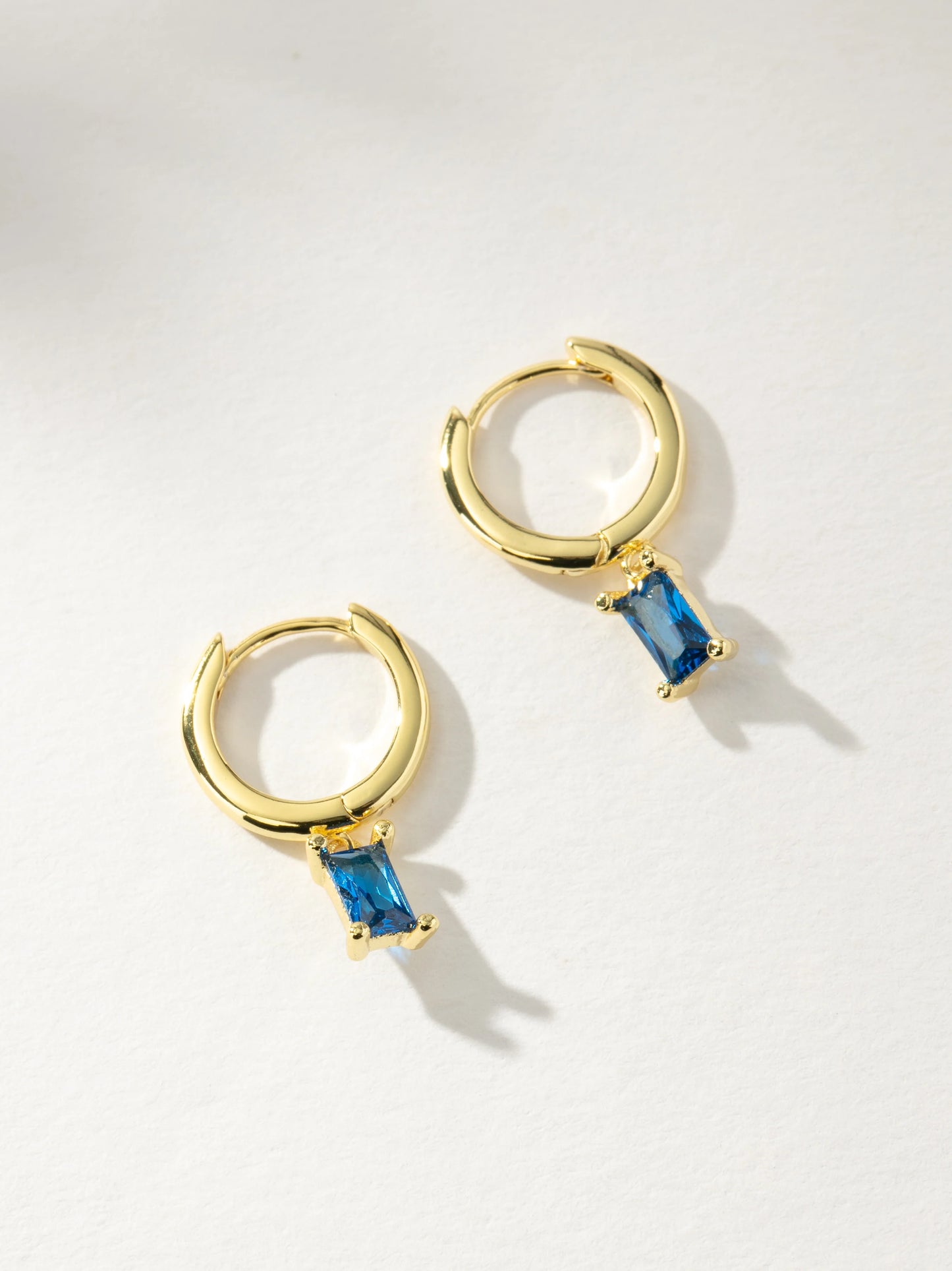 Skosh + Gold Baguette Birthstone Huggy Hoop Earring Collection