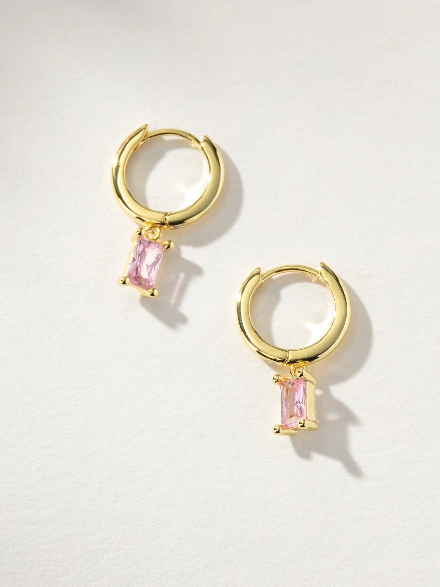 Skosh + Gold Baguette Birthstone Huggy Hoop Earring Collection