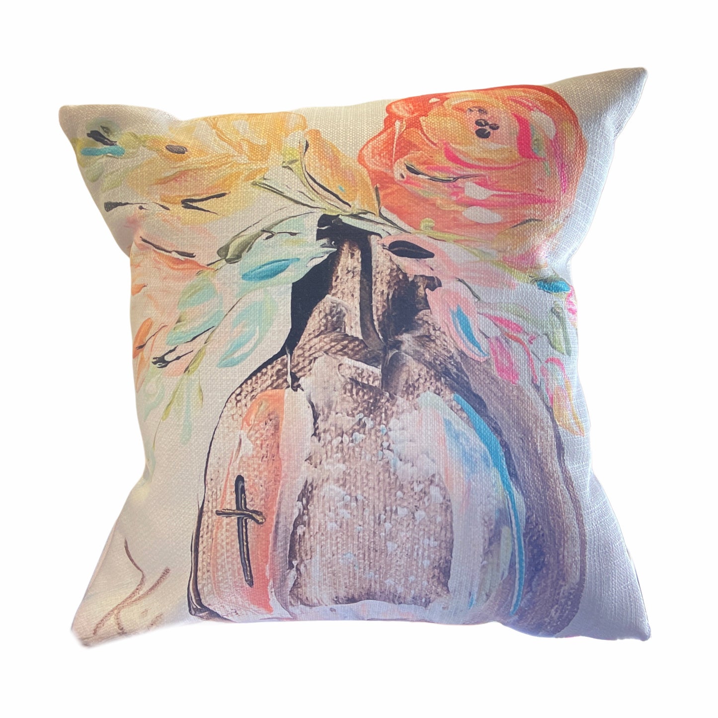 Fluorescent Floral Pillow 18x18