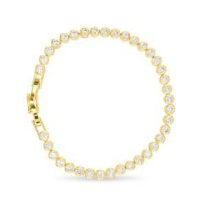 Gold CZ Solitaire Bezel Tennis Bracelet
