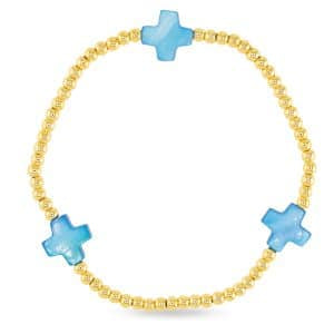 Gold Beaded W/ Blue Cross Bracelet