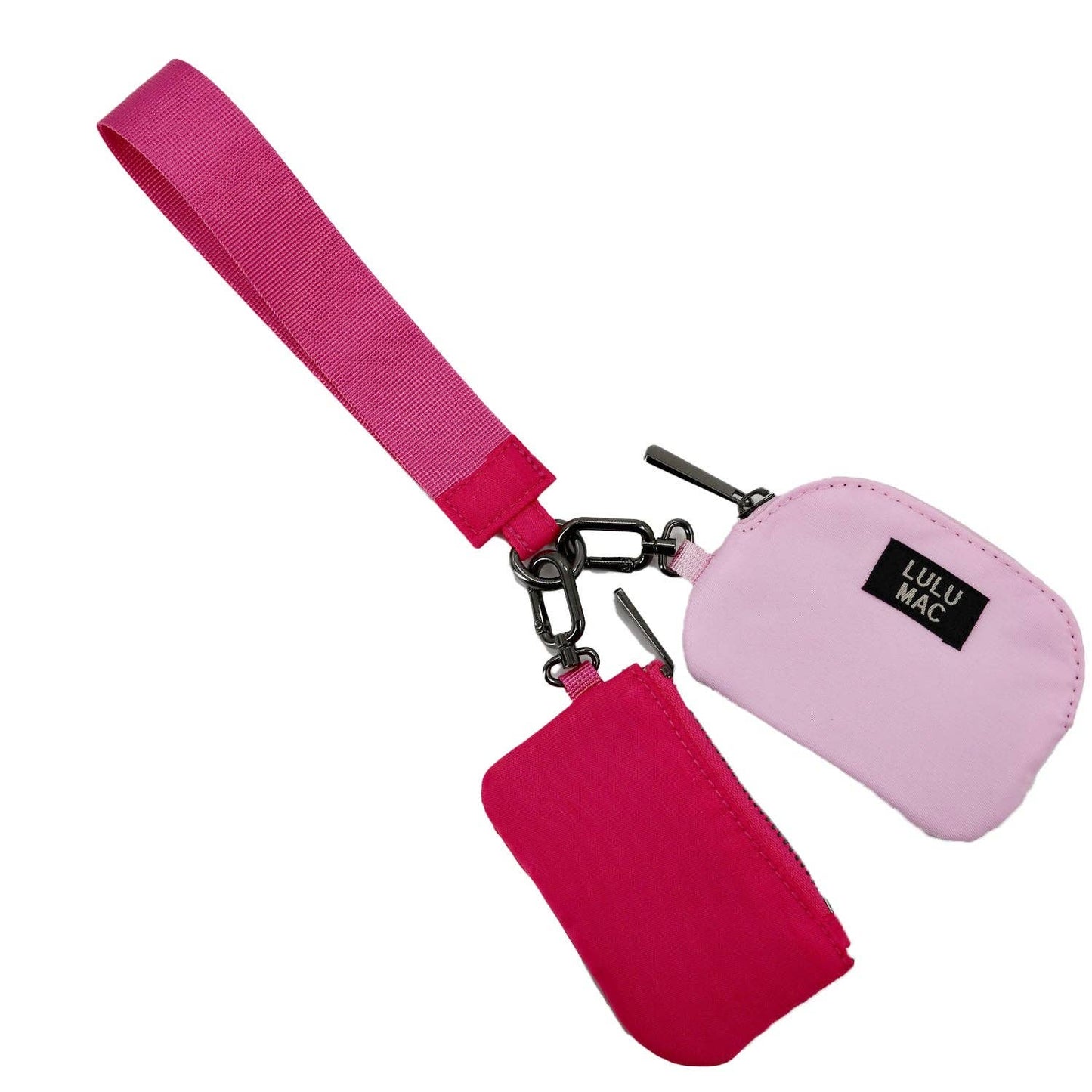 Lulu Mac Double Pouch Wristlets - Hot Pink/Light Pink