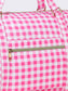 Pink Checkered Canvas Travel Bag