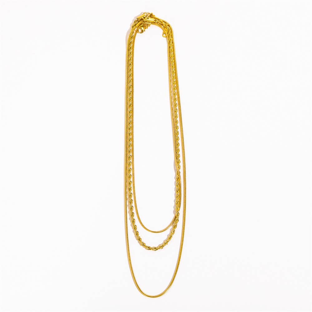 18K STAINLESS STEEL TARNISH FREE LAYERED NECKLACE | GOLD