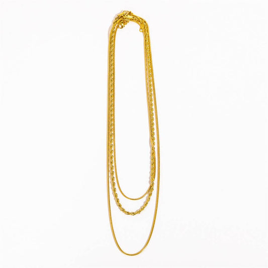 18K STAINLESS STEEL TARNISH FREE LAYERED NECKLACE | GOLD